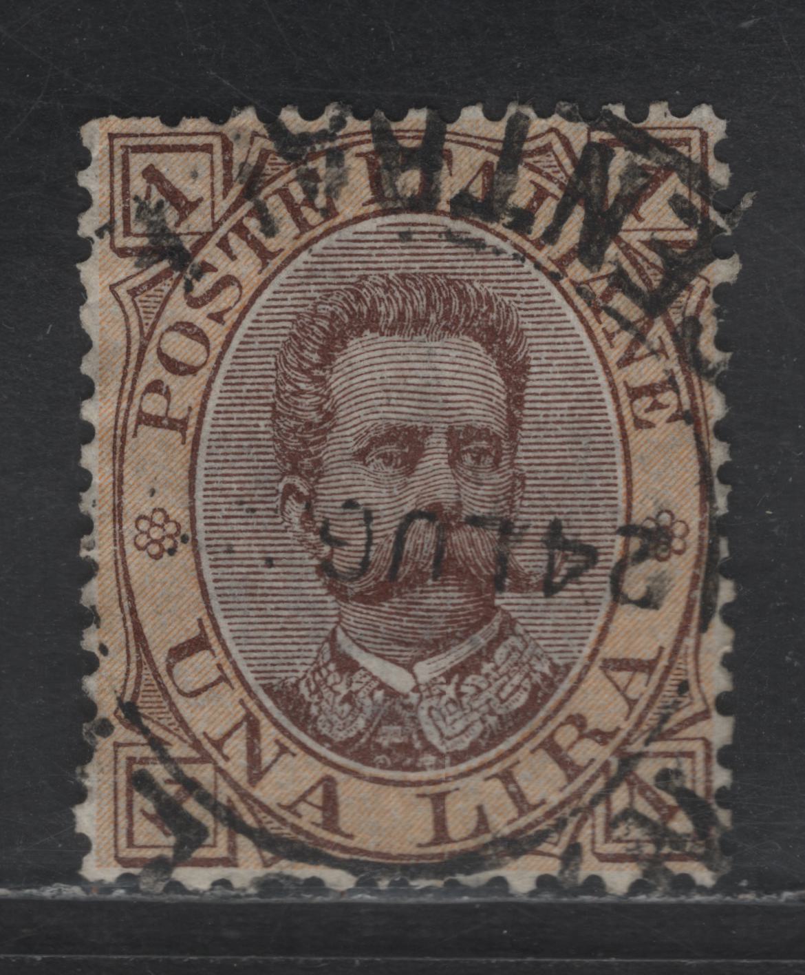 Lot 292 Italy SC#56 1l Brown & Yellow King Humbert I, 1889 King Humbert I Issue, A Very Fine Used Single, Fantastic Centering & SON Cancel