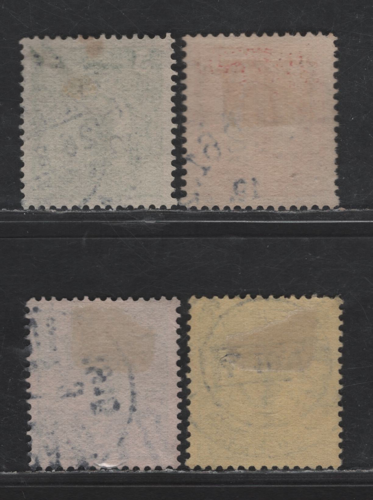 Lot 322 Sweden SC#77, 80, 83, 94 (Facit 79bz, 82bz, 85bz, 96bz) 5o - 1kr Green - Black on Yellow King Gustaf V, 1910-1919 King Gustaf V Definitives, 4 Very Fine Used Singles, Sheet Margin Letters Wmk