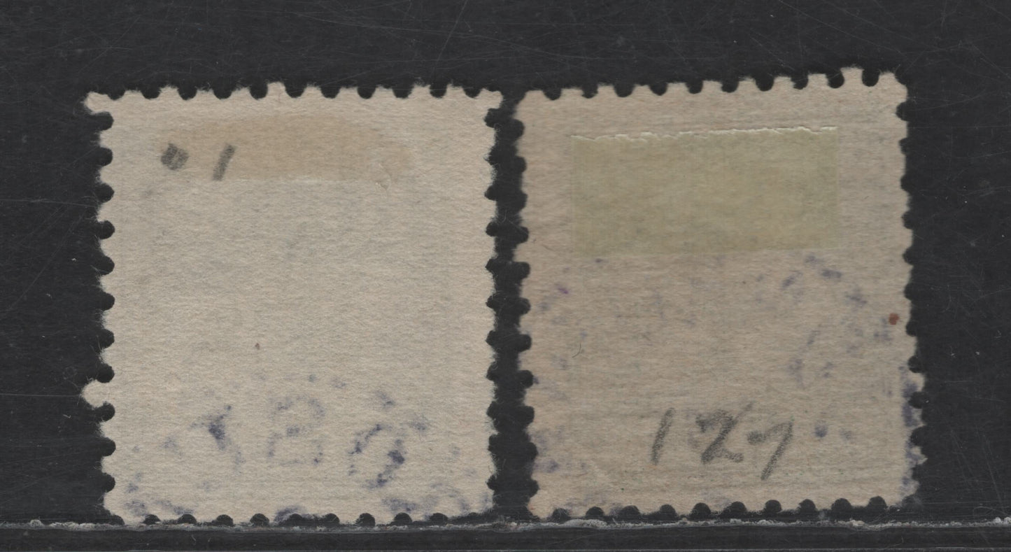 Lot 332 Sweden SC#127 (Facit 144Ca, Cc) 10o Yellowish Green Heraldic Lion, 1920-1925 Heraldic Lion Issue, 2 Fine Used Single, Perf 10, Type Yellow