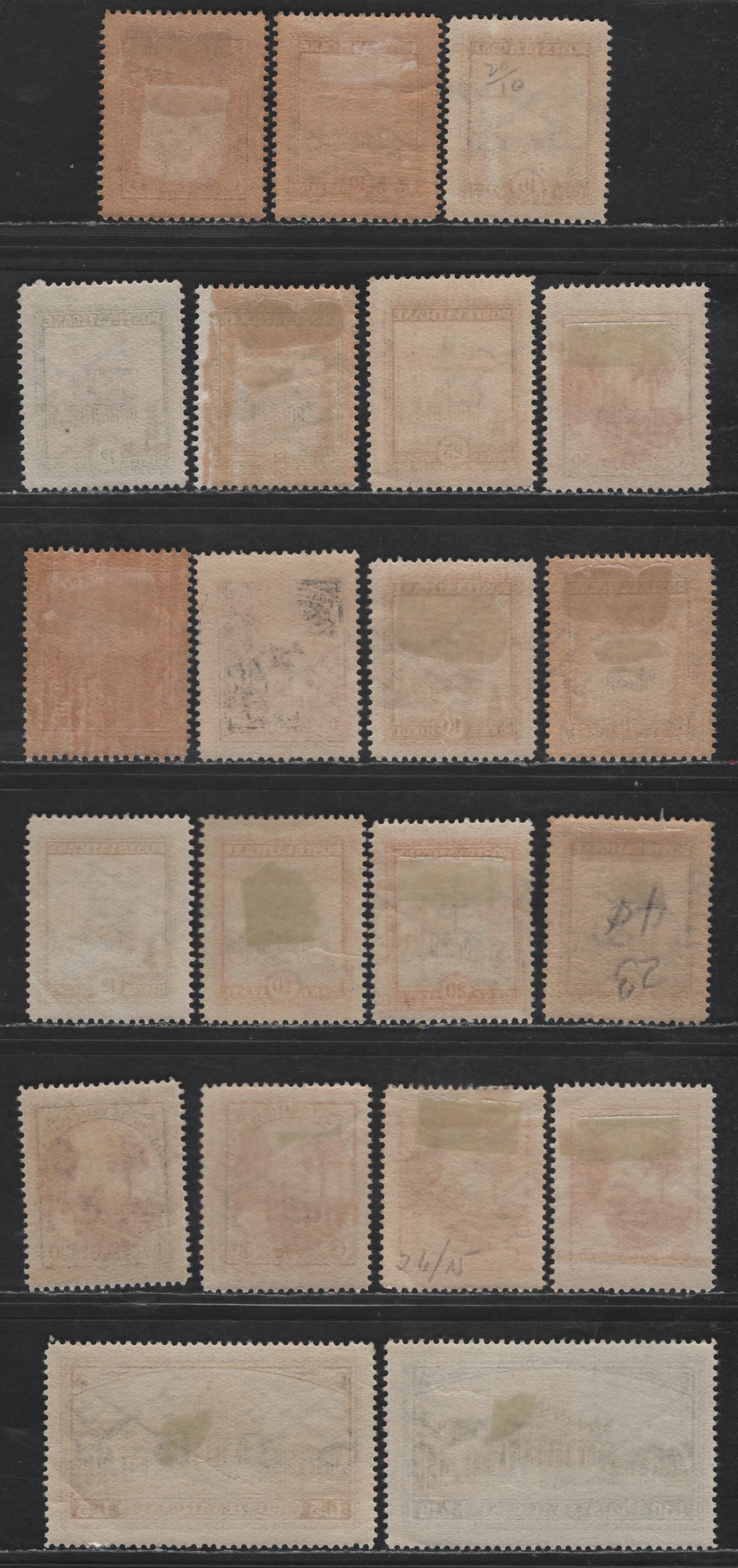 Lot 373 Vatican City #19-27, 32-33 5c Copper Red-10L Dark Blue & Dark Green, 1933 Pictorial Issue, 21 F & VFOG SIngles Line & Comb Perf 14 Selection With Shade & Gum Varieties
