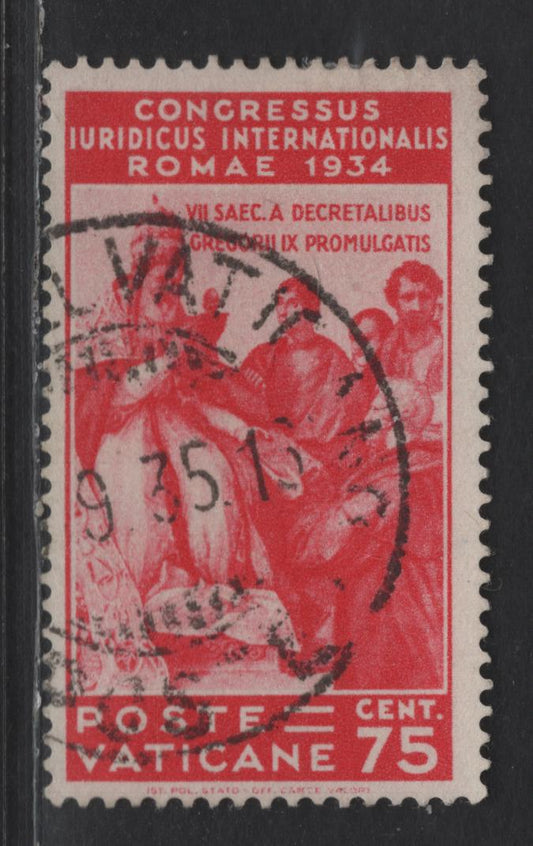 Lot 378 Vatican City ## 44 75c Rose Red, 1935 Juridicial Congress Issue, A Very Fine Used Single