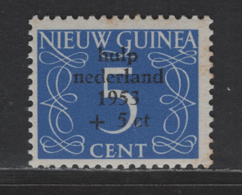 Lot 208 Netherlands New Guinea SC#B1 5c+5c Ultramarine Numeral, 1953 Semi Postal Issue, A VFOG Single, Perf 12.5x13.5, Unwatermarked