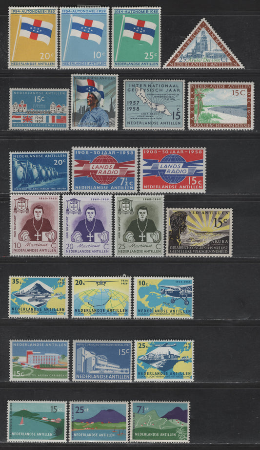 Netherlands Antilles SC#231, 233-241, 258-272 15c - 20c Multicolored Caribean Tourist Association - Labour Day, 1954-1960 3rd Congress of Caribean Tourist Association - Labour Day Issues, 24 F/VFOG/NH Singles