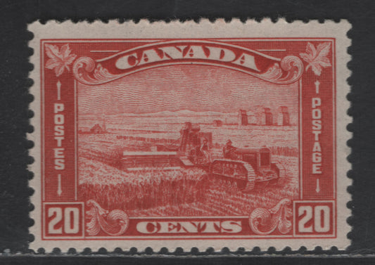 Lot 125 Canada SC#175 20c Dull Vermillion Harvesting Wheat, 1930-1931 Arch/Leaf Issue, A FOG Single, 1933-1934 Printing, Deep Cream Semi Glossy Gum, Clear Vertical Mesh