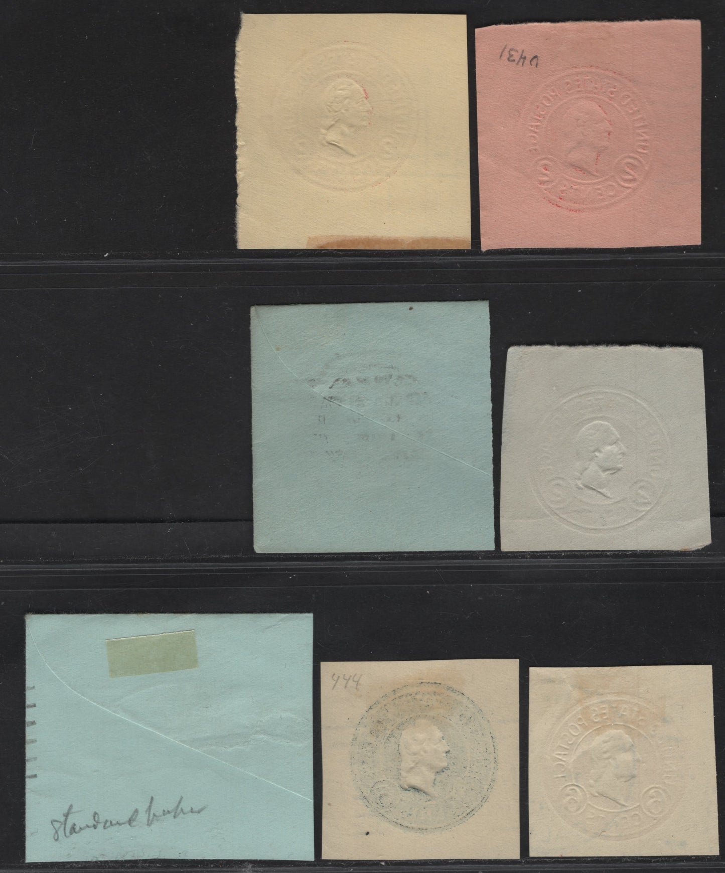 Lot 113 United States SC#U430g, U431c, U432e, U432f,I, U444, U530 2c - 6c Carmine - Orange Washington, 1915-1932 Heads Issue,  Fine/Very Fine Used Singles, Various Papers & Dies