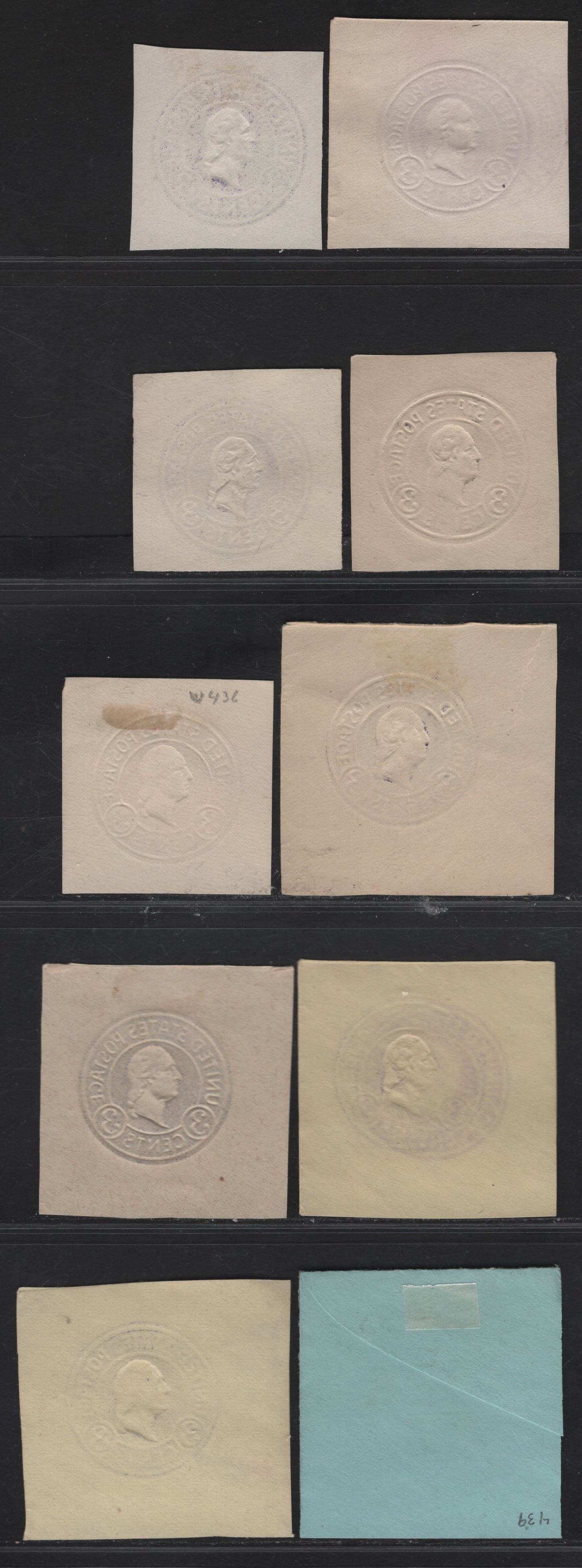 Lot 116 United States SC#U436e,f,c,a,d, U437,a, U439a 3c Purple, Dark Violet & Dark Purple Washington, 1915-1932 Heads Issue,  Fine/Very Fine Unused Singles, Various Papers & Dies