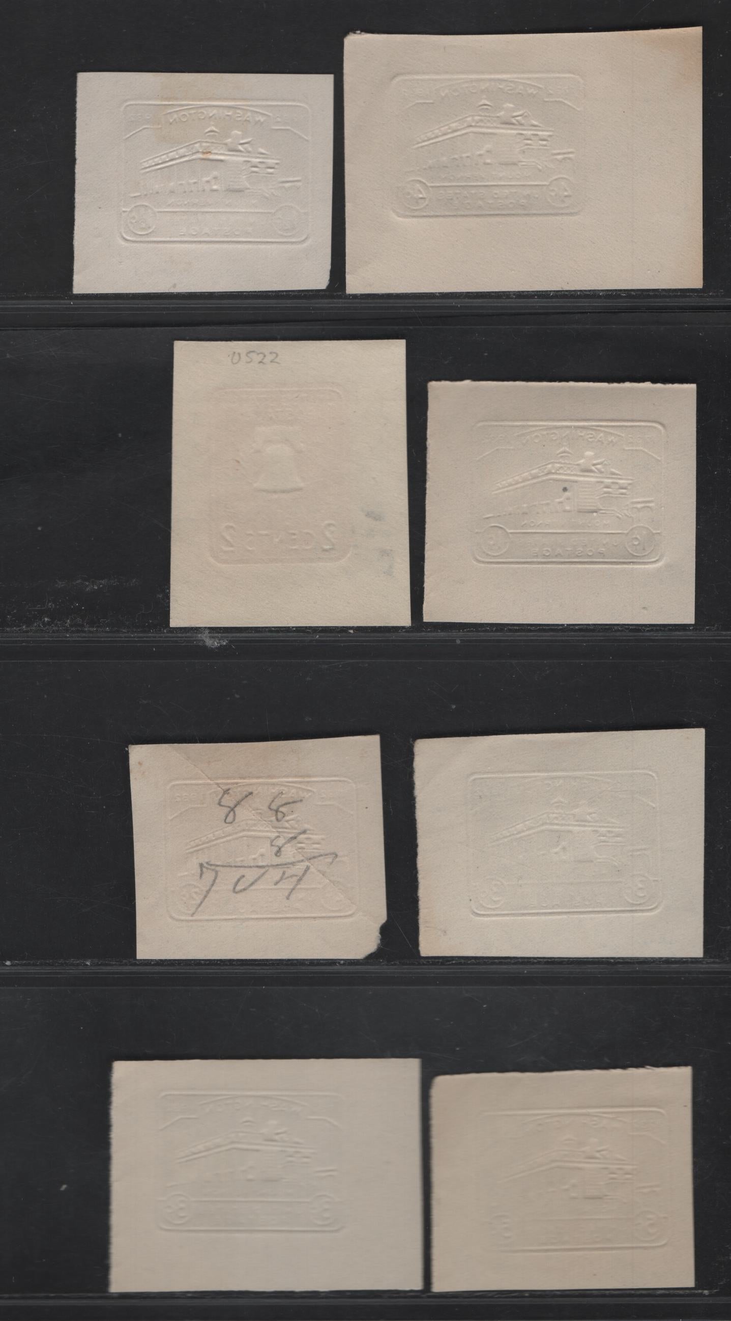Lot 127 United States SC#U522-U528 2c - 5c Carmine - Dark Blue Liberty Bell - Washington, 1926-1932 Sesquicentennial - Washington Bicentennial issues,  Very Fine Used Singles