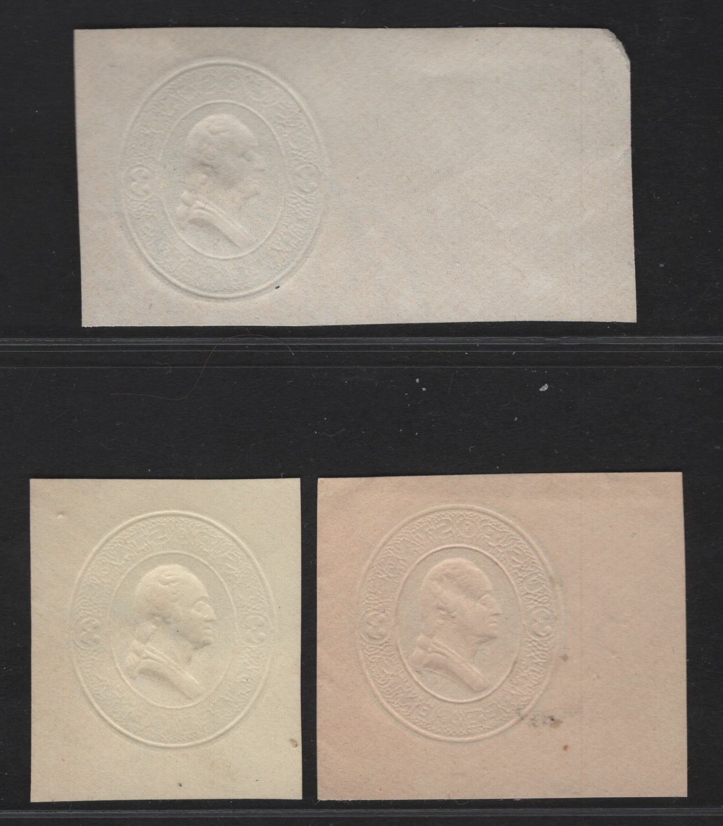 Lot 14 United States SC#U82-U84 3c Green Washington, 1870-1871 Sixth Nesbitt Issue, 3 Very Fine Used Singles, White, Amber & Cream Papers