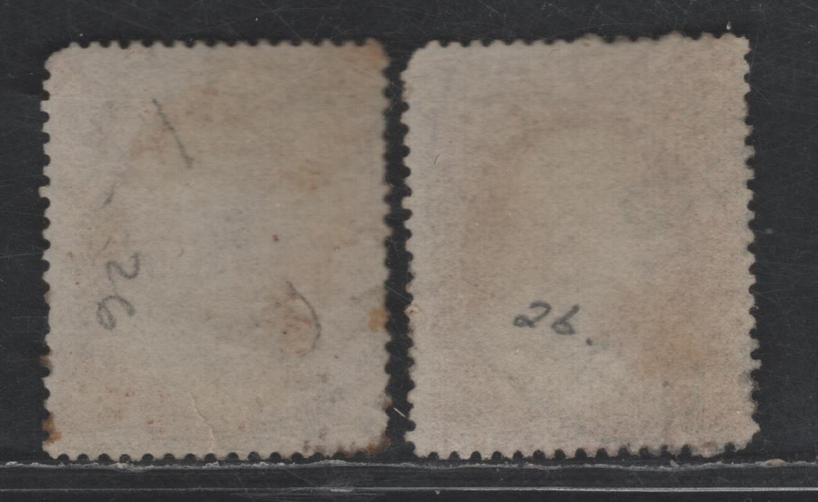 Lot 143 United States Of America SC#25-26 3c Dull Red George Washington, 1857-1861 Perforated Toppan Carpenter Issue, 2 Fine Used Singles Types I & III