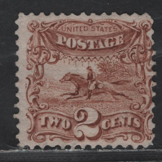 Lot 159 United States Of America SC#113 2c Yellow Brown Post Horse & Rider, 1869 Pictorial Issue, A Fine Regummed Single Professionally Regummed To Appear NH