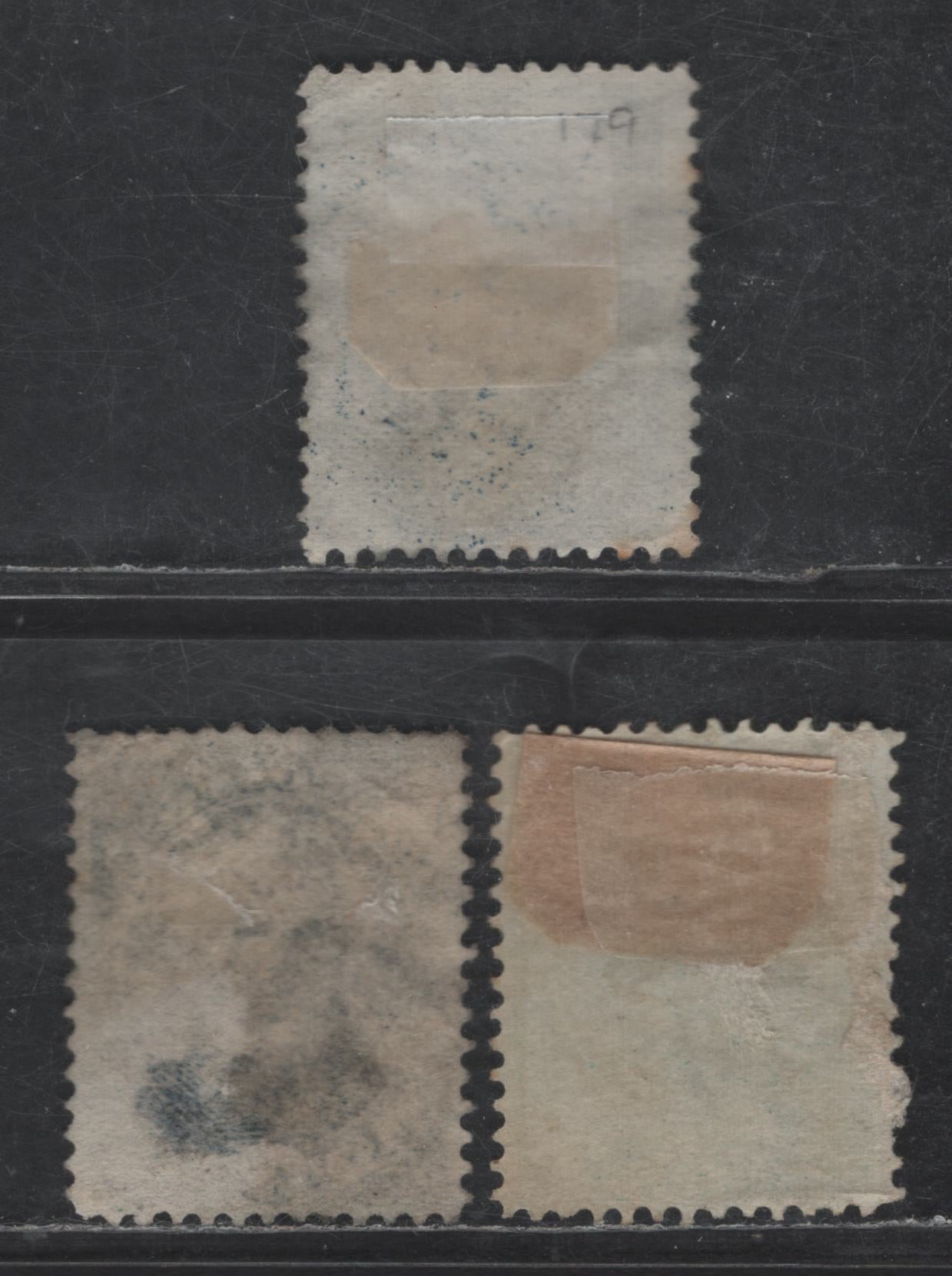 Lot 177 United States Of America SC#158, 179 3c, 5c Green & Blue Washinton & Taylor, 1873-1879 Continental Bank Note Large Banknote Issue, 3 Fine Used Singles One 5c With Shallow Thin