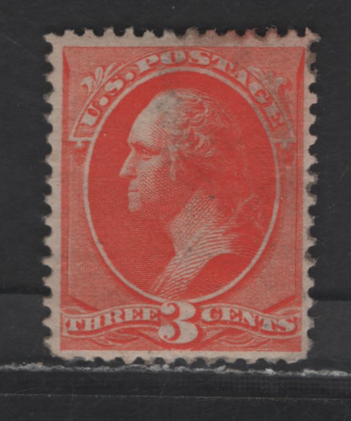 Lot 199 United States Of America SC#214 3c Vermilion George Washington, 1887-1888 Revised Colours Large Banknote Issue, A Fine OG Single Sweated OG, Sound, Not Thinned As Verified In Fluid