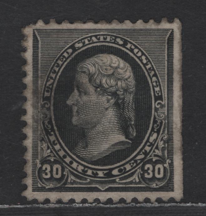 Lot 213 United States Of America SC#228 30c Black Thomas Jefferson, 1890-1893 Small Banknote Issue, A VF Used Single