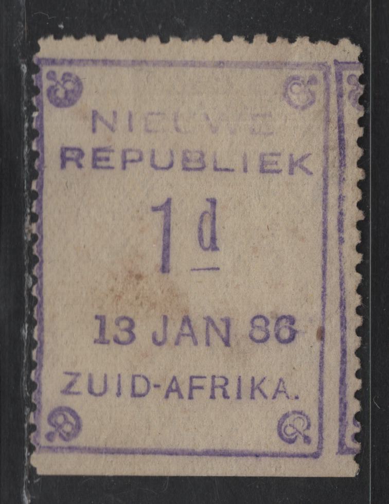 Lot 148 New Republic SG#2 1d Yellow Numeral, 1886-1887 Hand Stamped Numeral Issue, A Very Good Unused Single, January 13, 1886 Printing, Yellow Paper, Without Arms, Small Stain On '13 Jan'