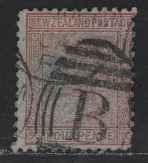 Lot 162 New Zealand SG#182 4d Maroon Queen Victoria, 1878-1882 First Sideface Issue, A Very Good Used Single, Perf 12x12.5, Star & NZ Wmk