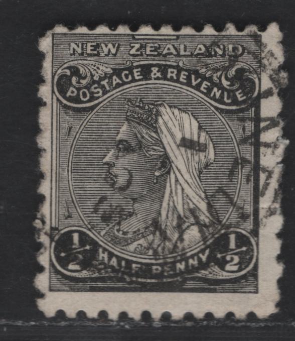 Lot 176 New Zealand SG#227b 1/2d Black Queen Victoria, 1891-1895 Second Queen Victoria Sideface Issue, A Fine Used Single, Perf 11x10, Wmk 12b, Vertical Mesh Paper