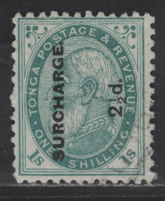 Lot 261 (C) Tonga SG#24b 2.5d on 1/- Deep Green King George V, 1894 Surcharge Issue, A Very Fine Used Single, Perf 12x11.5