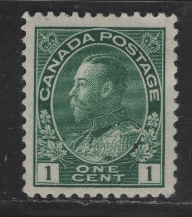 Lot 293 Canada #104 1c Dark Green King George V, 1911-1928 Admiral Issue, A VFOG Single, Retouched Frameline, Small Paper Inclusion