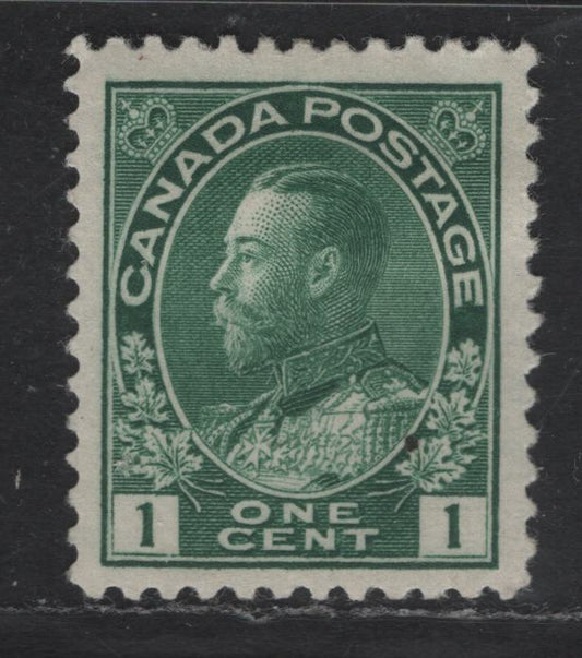 Lot 293 Canada #104 1c Dark Green King George V, 1911-1928 Admiral Issue, A VFOG Single, Retouched Frameline, Small Paper Inclusion