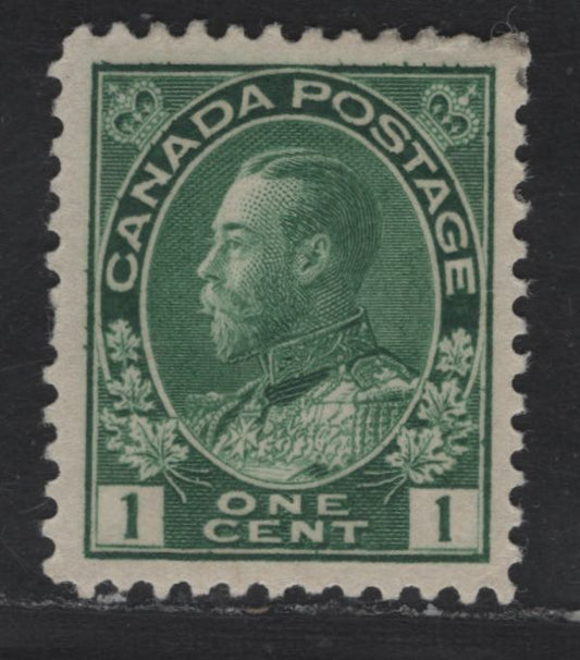 Lot 296 Canada #104ii 1c Dark Yellow Green King George V, 1911-1928 Admiral Issue, A VFOG Single, Retouched Frameline