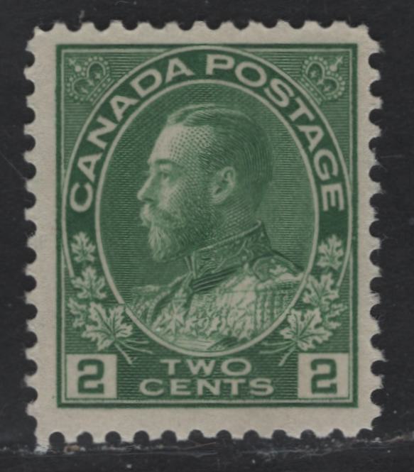 Lot 307 Canada #107e 2c Green King George V, 1911-1928 Admiral Issue, A FNH Single, Dry Printing, Thick Opaque Paper, Redrawn Frameline, Streaky Gum