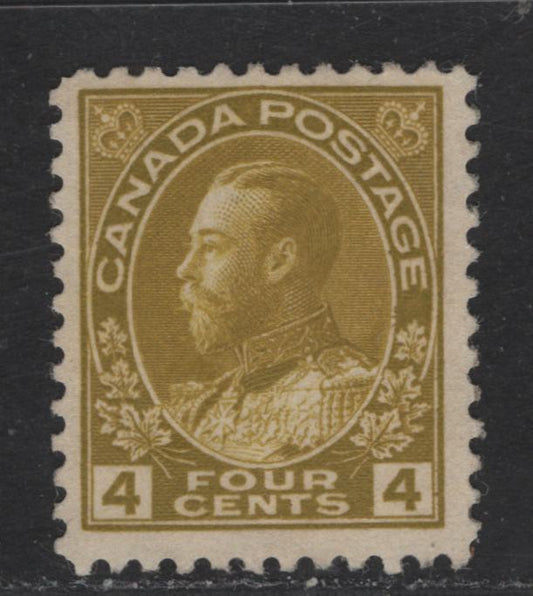 Lot 319 Canada #110 4c Olive Bisre King George V, 1911-1928 Admiral Issue, A FNH Single, Wet Printing, Retouched Frameline
