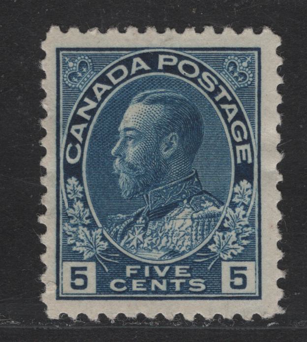 Lot 325 Canada #111 5c Blue King George V, 1911-1928 Admiral Issue, A VFOG Single, Normal Frameline