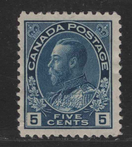 Lot 325 Canada #111 5c Blue King George V, 1911-1928 Admiral Issue, A VFOG Single, Normal Frameline
