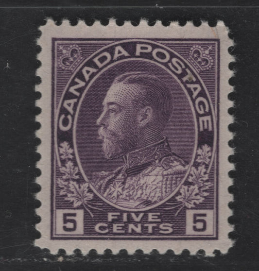 Lot 332 Canada #112c 5c Deep Milky Rose Lilac King George V, 1911-1928 Admiral Issue, A VFOG Single, Dry Printing, Redrawn Frameline, Smooth Gum