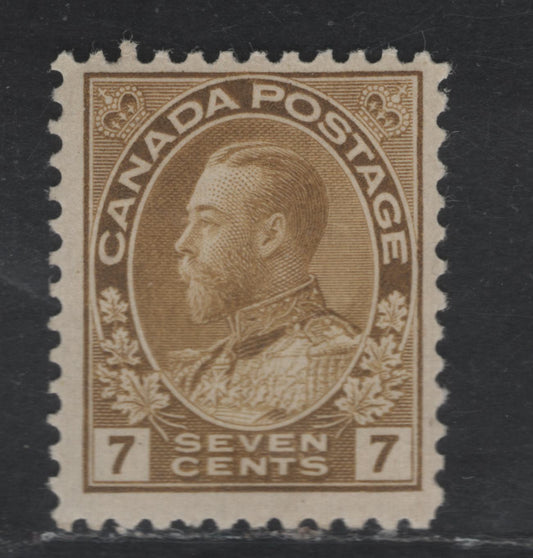 Lot 338 Canada #113b 7c Straw King George V, 1911-1928 Admiral Issue, A FOG Single, Normal Frameline