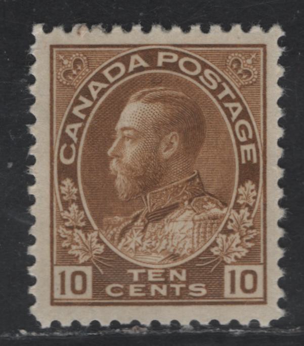 Lot 355 Canada #118 10c Pale Ochre brown King George V, 1911-1928 Admiral Issue, A VFOG Single, Dry Printing, Retouched Frameline, Streaky Semi Glossy Gum