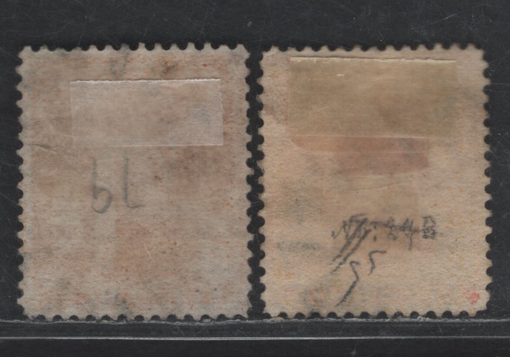 Lot 101 (C) Barbados SG#79-80 6d Chrome Yellow & Yellow Britannia, 1875-1881 Britannia Issue, 2 Fine Used Singles, Crown CC Sideways Wmk, Perf 14