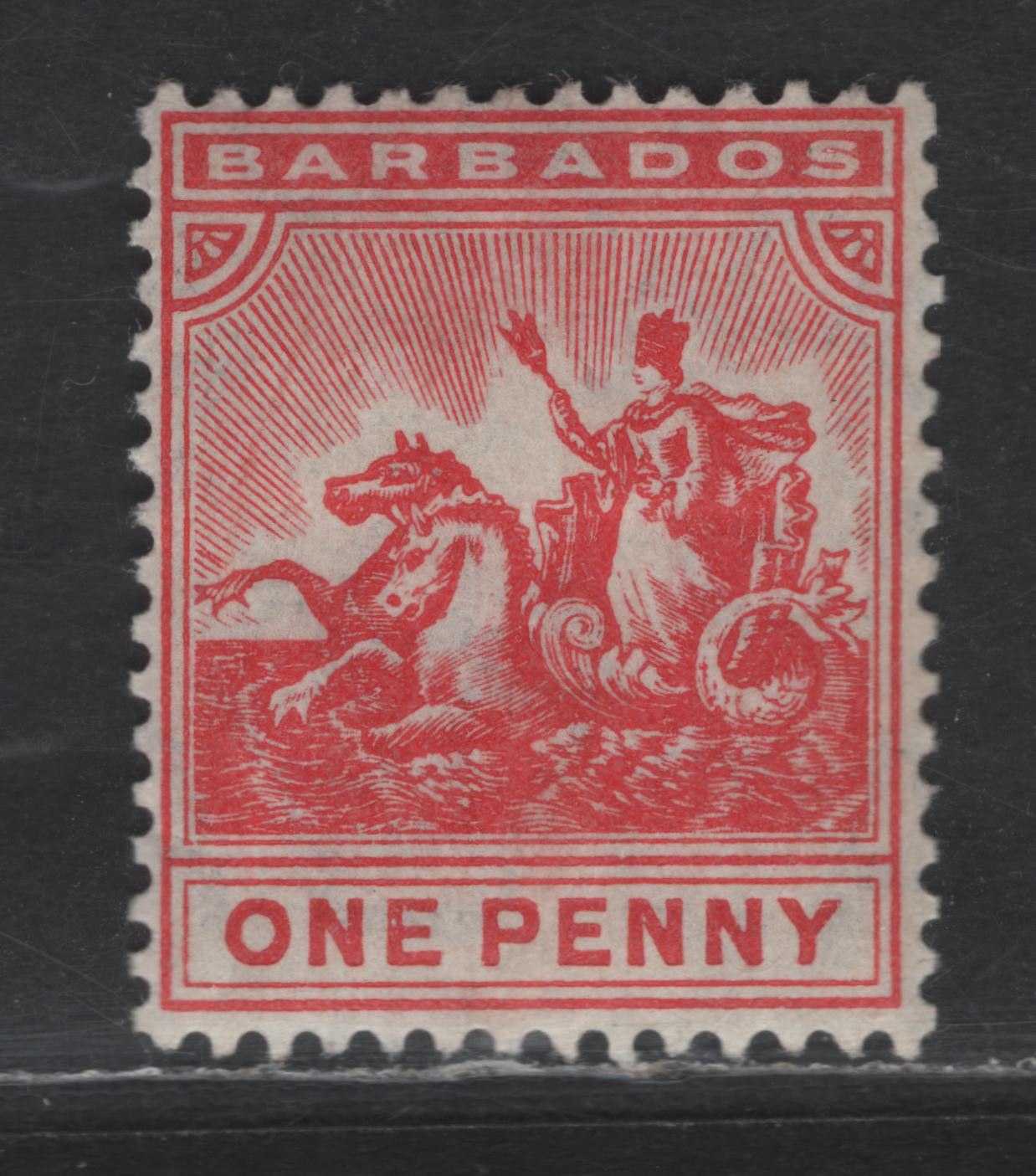 Lot 109 Barbados SG#165 1d Red Badge of the Colony, 1909-1910 Badge of the Colony Issue, A VFOG Single, Multiple Crown CA Wmk