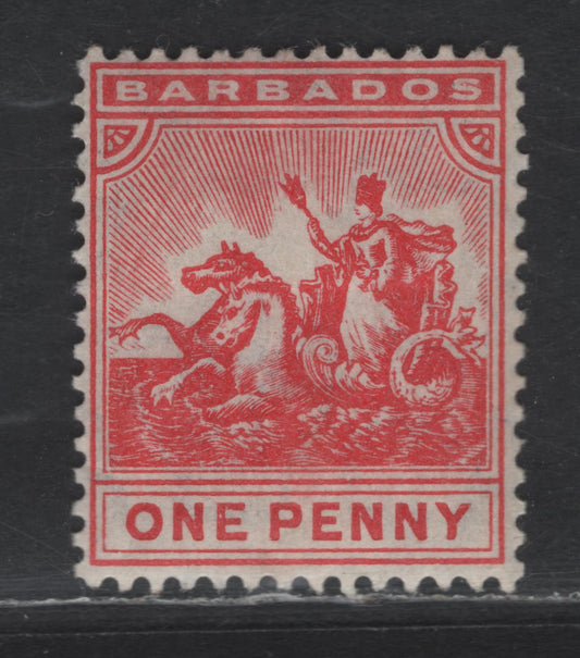 Lot 109 Barbados SG#165 1d Red Badge of the Colony, 1909-1910 Badge of the Colony Issue, A VFOG Single, Multiple Crown CA Wmk