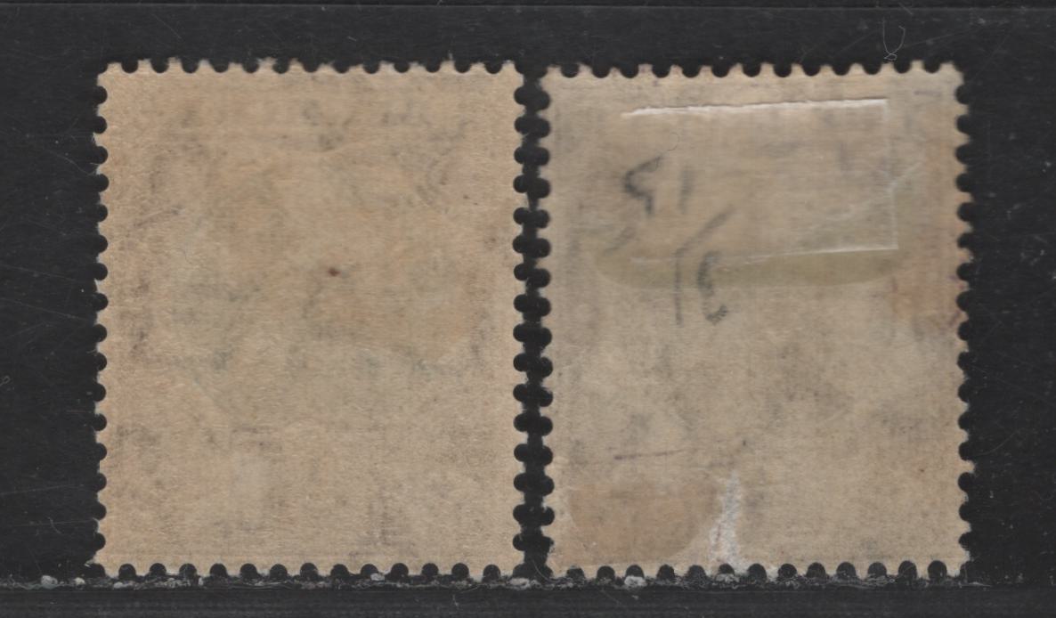 Lot 123 Bermuda SG#34, 42 1/4d - 4d Brown & Violet - Blue & Chocolate Dry Docks, 1906-1910 Dry Docks Definitives, 2 Very Fine Used Singles, Multiple Crown CA Wmk