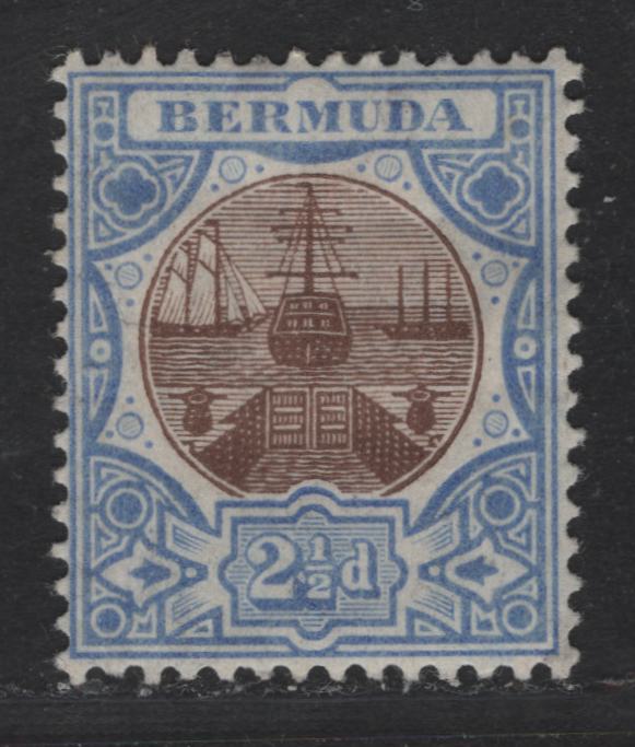 Lot 126 Bermuda SG#40 25d Brown & Ultramarine Dry Docks, 1906-1910 Dry Docks Definitives, A VFOG Single, Multiple Crown CA Wmk