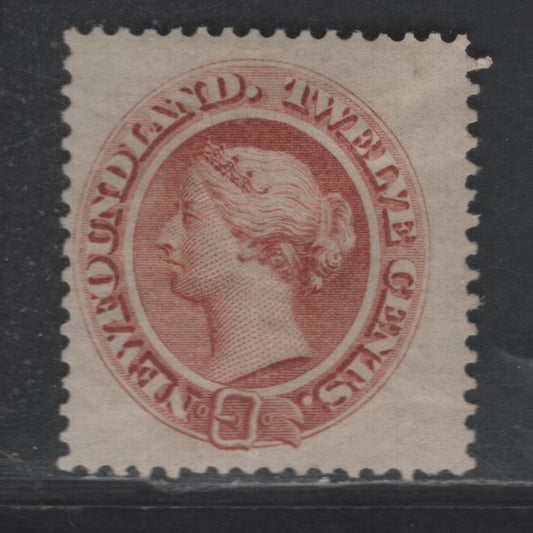 Lot 13 Newfoundland #28 12c Pale Red Brown Queen Victoria, 1865-1894 First Cents Issue, A FOG Single
