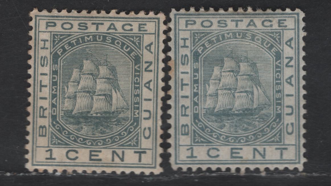 Lot 131 (C) British Guiana SG#126, 170 1c Slate Badge of the Colony, 1876-1882 Badge of the Colony Issues, 2 F/VFOG Singles