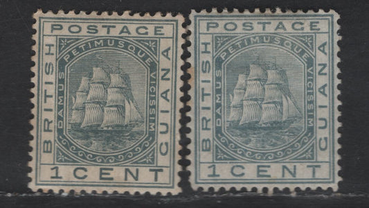 Lot 131 (C) British Guiana SG#126, 170 1c Slate Badge of the Colony, 1876-1882 Badge of the Colony Issues, 2 F/VFOG Singles