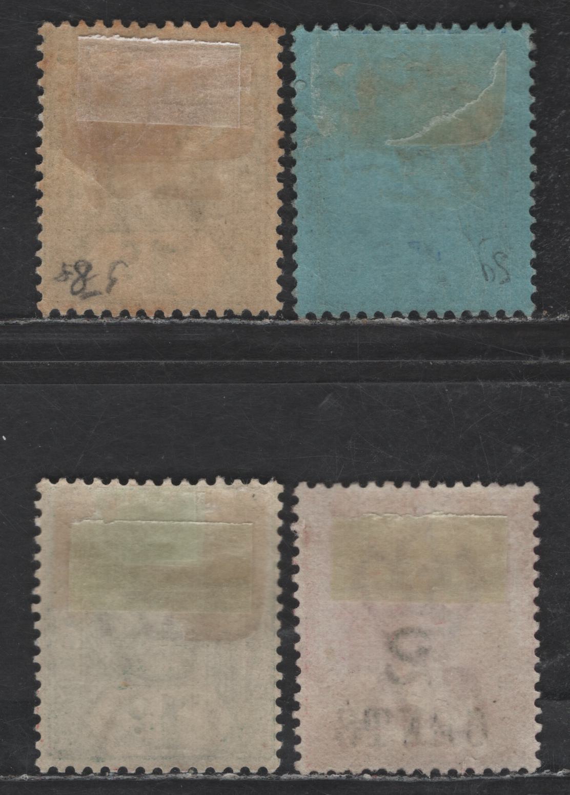 Lot 139 British Honduras SG#37, 51, 80, 82 2c on 1d - 5c Carmine - Gray Black & Blue on Blue Queen Victoria - King Edward VII, 1888-1902 Surcharges & King Edward VII Issues, 4 FOG Singles