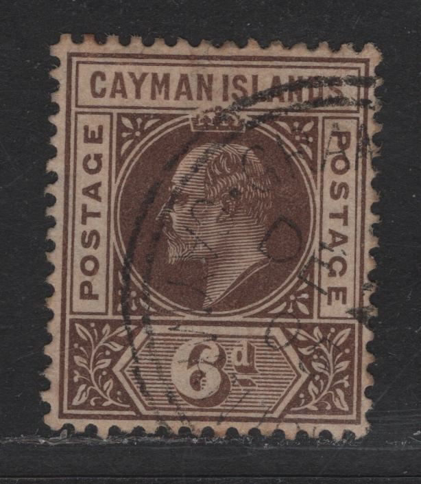 Lot 153 (C) Cayman Islands SG#11 6d Brown King Edward VII, 1905 King Edward VII Keyplates Issue, A Very Fine Used Single, Multiple Crown CA Wmk
