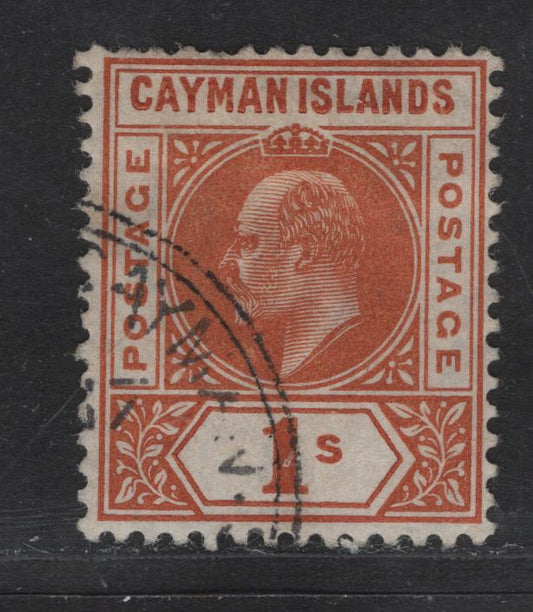 Lot 154 (C) Cayman Islands SG#12 1/- Orange King Edward VII, 1905 King Edward VII Keyplates Issue, A Fine Used Single, Multiple Crown CA Wmk