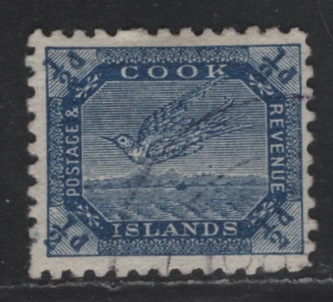 Lot 161 Cook Islands SG#11ba 1/2d Deep Blue White Tern, 1893-1900 White Tern Issue, A Very Fine Used Single, Star & NZ Wmk Wide Apart, Perf 11