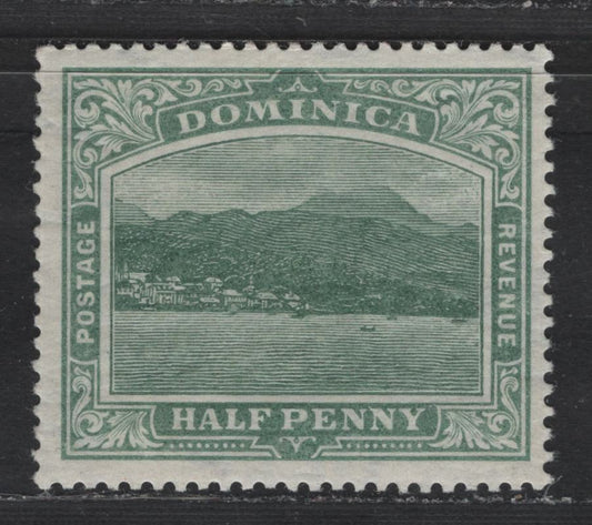 Lot 168 Dominica SG#37 1/2d Green Roseau from the Sea, 1903-1907 Roseau View Issue, A VFOG Single, Multiple Crown CA Wmk