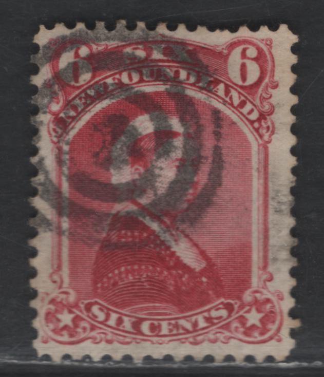 Lot 17 Newfoundland #36 6c Carmine Lake Queen Victoria, 1868-1894 2nd Cents Issue, A Very Good Used Single