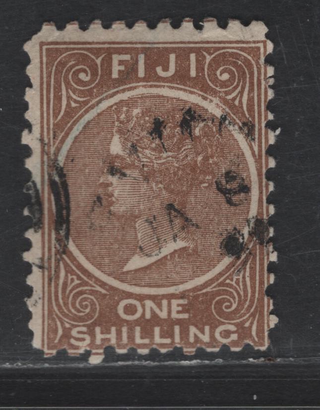 Lot 177 (C) Fiji SG#64a 1/- Deep Brown Queen Victoria, 1881-1899 Queen Victoria High Values, A Very Good Used Single, Perf 10