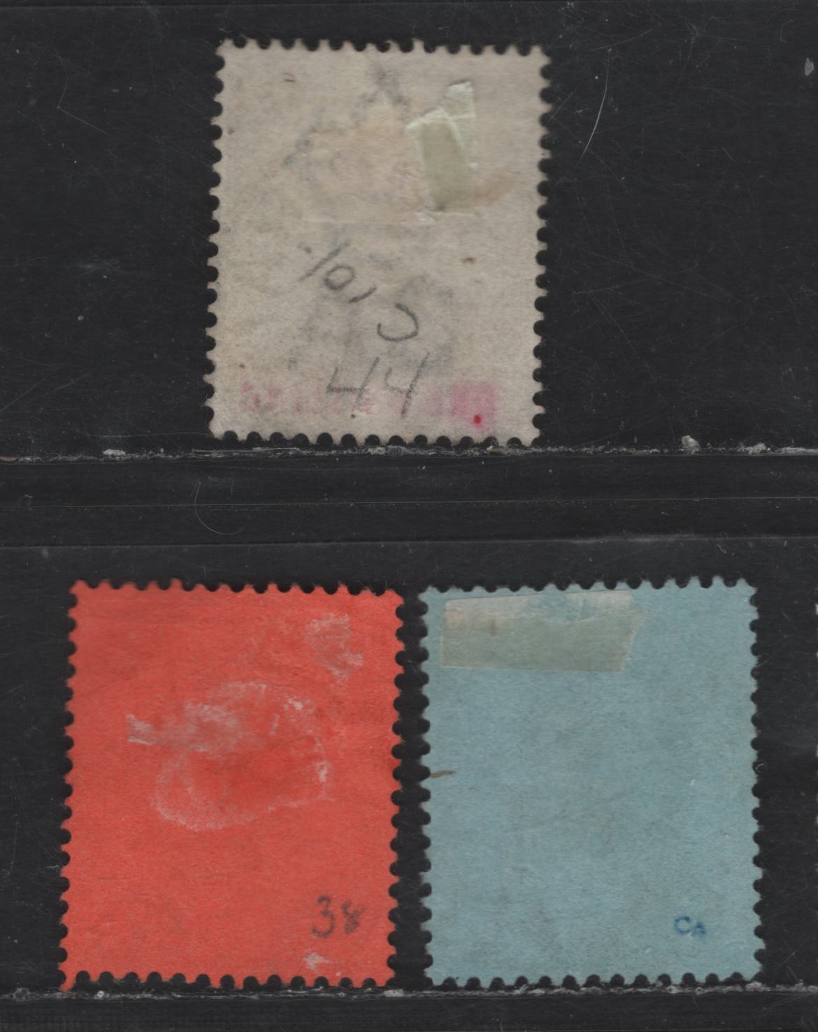 Lot 182 (C) Gibraltar SG#47, 49, 51 1d - 1/- Dull Purple on Red - Gray & Carmine King Edward VII, 1903 King Edward VII Issue, 3 Fine Used Singles, Crown CA Wmk