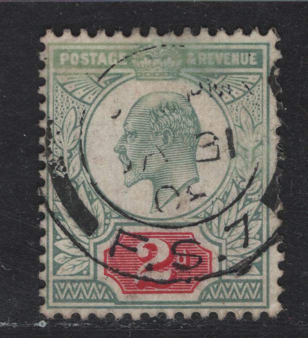 Lot 197 Great Britain SG#227 2d Pale Gray Green & Carmine Red King Edward VII, 1902-1910 King Edward VII Issue, A Fine Used Single, De la Rue Printing, Chalk Surfaced Paper