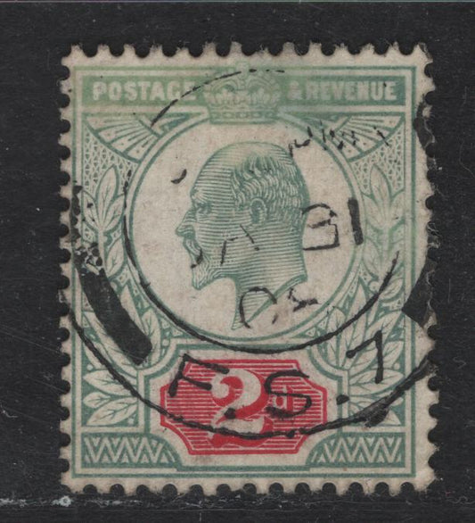 Lot 197 Great Britain SG#227 2d Pale Gray Green & Carmine Red King Edward VII, 1902-1910 King Edward VII Issue, A Fine Used Single, De la Rue Printing, Chalk Surfaced Paper