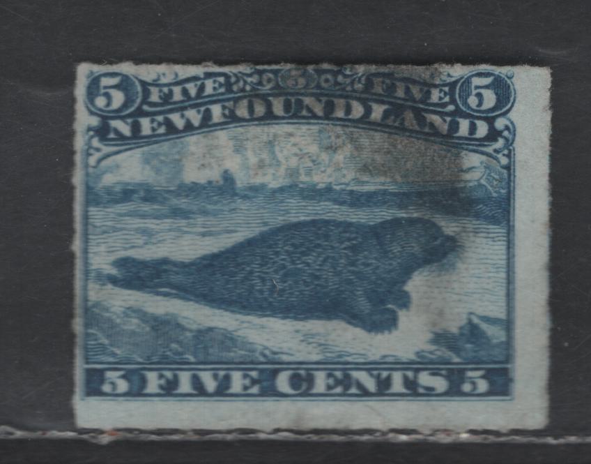 Lot 20 Newfoundland #40 5c Blue Harp Seal, 1876-1879 3rd Cents Issue, A Fine Used Single